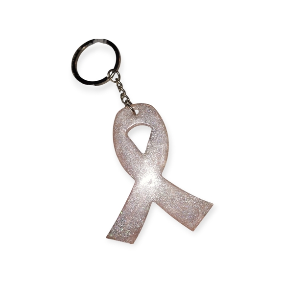 Light Pink Glitter Ribbon Keychain - Picture 2 of 2